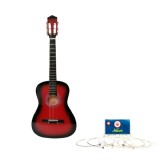 Chitara clasica din lemn 4/4, set de corzi inclus, 95 cm, rosu