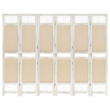 Cumpara ieftin Paravan de camera cu 6 panouri, crem, 210x165 cm, textil
