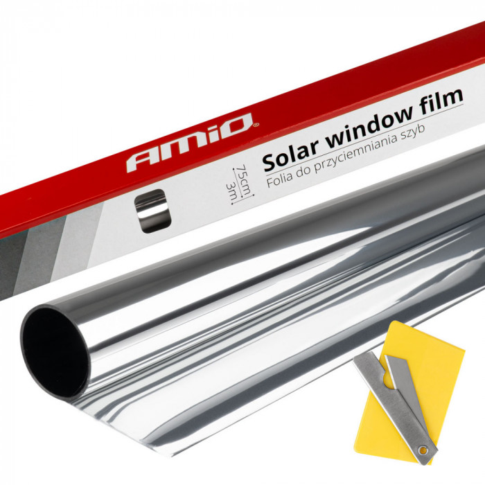 Folie Solară Pentru Ferestre Argintiu &icirc;nchis 0,75x3m (15%) Amio 01659