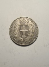 Sardinia 5 Lire 1849 Patina Frumoasa foto
