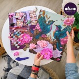 Set pictura si modelare 3D cu argila usoara, 30 40 cm - Hummingbirds in love