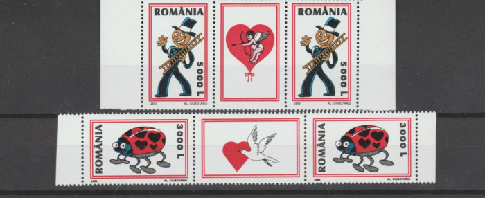 ROMANIA 2003 MARTISOR Serie 2 val. - Straif 2 timbre cu vinieta LP.1602a MNH**