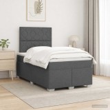 Cumpara ieftin Pat boxspring cu saltea Gri inchis 120 x 200 cm Tesatura