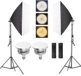 Cumpara ieftin Kit de 2 softboxuri, 2 trepiezi reglabili 200 cm, 2 becuri LED de 105W cu telecomanda control