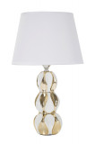 Lampa de masa, Glam Balls, Mauro Ferretti, 1 x E27, 40W, &Oslash;28 x 46 cm, ceramica/fier/textil, alb/auriu