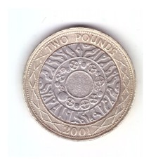 Moneda Marea Britanie 2 pounds / 2 lire 2001, stare buna, curata
