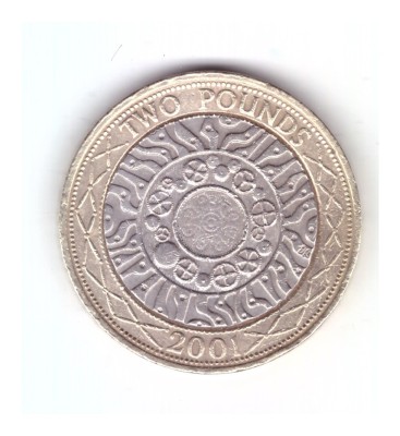 Moneda Marea Britanie 2 pounds / 2 lire 2001, stare buna, curata foto
