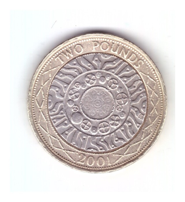 Moneda Marea Britanie 2 pounds / 2 lire 2001, stare buna, curata