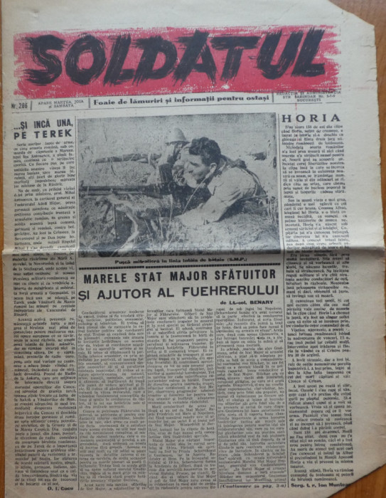 Soldatul, foaie de lamuriri si informatii pentru ostasi, 03.11.1942, Antonescu
