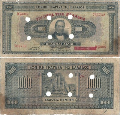 1941, 1.000 drachmai (P-115a.1) - Grecia! foto