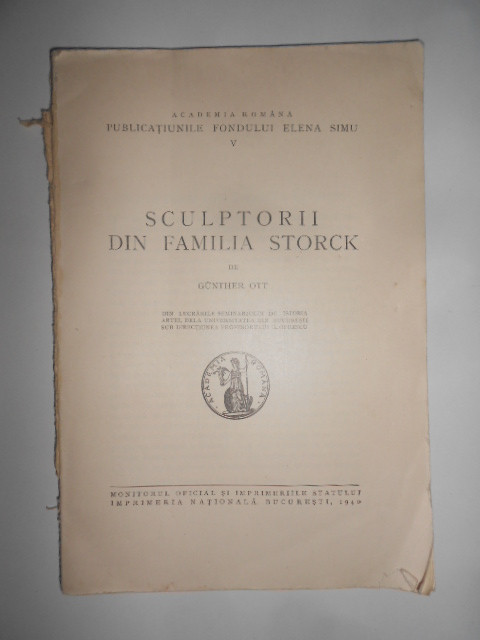 Gunther Ott - Sculptorii din familia Storck (1940, lipsa coperta fata)
