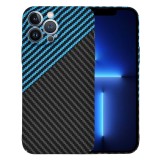 Husa slim carbon pentru iphone 13 pro max - protectie premium fibershell, blue pulse