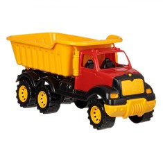 Camion Basculant Jucărie, Model 42cm, Culoare Galben-Roșu, Material Plastic