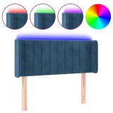 Cumpara ieftin Tablie de pat cu LED, albastru inchis, 83x16x78/88 cm, catifea