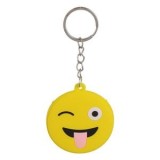 Breloc cu husă pentru cheie, Emoji galben, &Oslash;5 cm, Silicon, CMCLASS