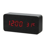 Ceas Electronic Multifunctional A047 cu Afisaj LCD, Temperatura si Alarma, Design Modern Lemn
