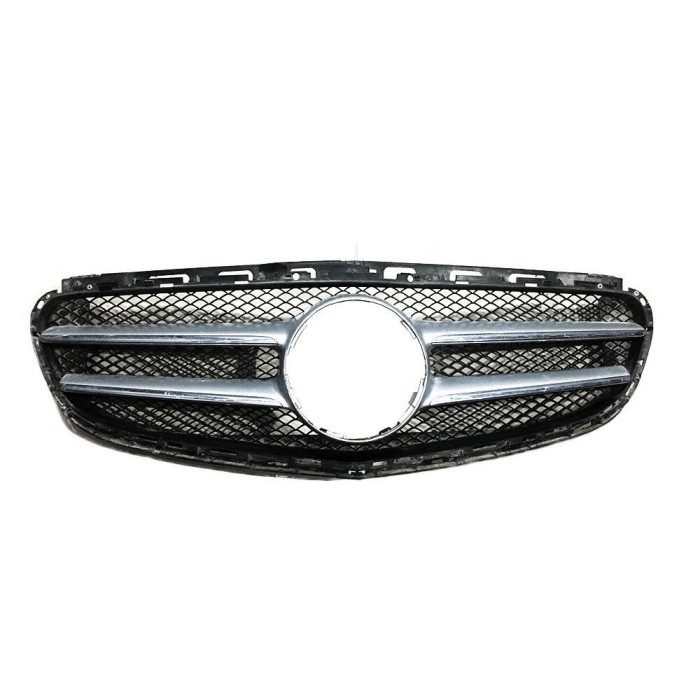 Grila radiator Mercedes Clasa E (W212) Sedan/ Combi, 02.2013-2016, Gri/Argintiu, Cu Element Grila Argintii , Cu Locas gol Pentru Emblema, 2128850822