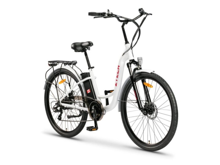 Bicicleta electrica Z-Tech ZT-13-B, motor 250W, 36V 10Ah, viteza 25km/h, autonomie 35km, nu necesita permis de conducere - Alb