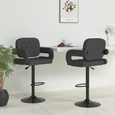 vidaXL Scaune de bar, 2 buc., gri &icirc;nchis, material textil