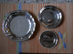Lot trei vase ovale,metal argintat BSF,diam.24, 18 si 14,5cm. foto