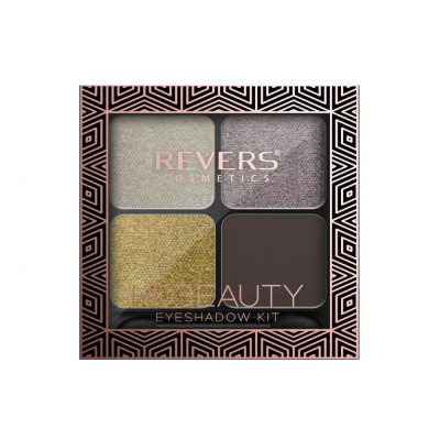 Paleta fard de pleoape cu 4 culori HD Beauty, Metallic Effect, Revers, nr.09, maro foto