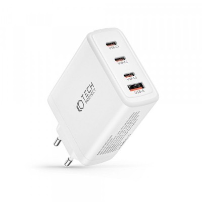 Incarcator Retea Tech-Protect NC100W, 100W, 5A, 1 x USB-A - 3 x USB-C, Alb foto