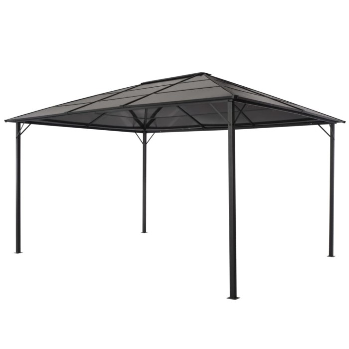 Pavilion cu acoperiș, negru, 4 x 3 x 2,6 m, aluminiu