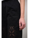 Pantaloni Dama Semitransparenti cu Broderie Sognante, Negri, S-M, Talie Max 90cm, Poliamida, Eleganti, Casual