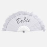 Evantai Alb cu Pene &amp; Mesaj Bride 23cm