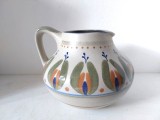 Vas ceramic carafa cu toarta si cioc PORTA CELI SPAIN, Spania, Pintado a Mano par Amparo, stantata, 18cm inaltime x 20cm diametru la burta