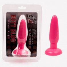 Butt Plug Anal Toys Pink - Dop Anal de Silicon cu Ventuză, 13,5 cm