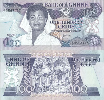 1983 (1 IV), 100 cedis (P-26a.1) - Ghana - stare XF foto