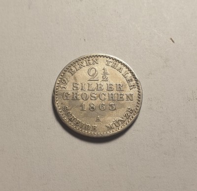2 si 1/2 Silber Groschen 1863 A foto