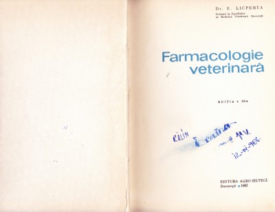 FARMACOLOGIE VETERINARA VOL 3 foto