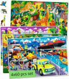 Set de 4 puzzle-uri cu 60 de piese Quokka, lemn, multicolor