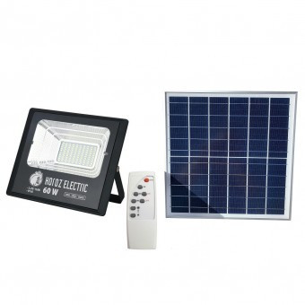 Proiector cu panou solar Tiger-60, Li-Ion, telecomanda, 60 W, 1040 lm, lumina rece, IP65, aluminiu foto