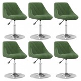 Cumpara ieftin Scaune de sufragerie pivotante 6 buc, verde &icirc;nchis, catifea