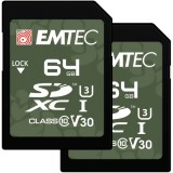 Cumpara ieftin Card Memorie SDXC Emtec Rugged Outdoor, 64Gb, Clasa 10 / UHS-1 U3, Set 2 bucati ECMSD64GXCU3ORP