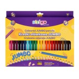 Creioane triunghiulare colorate Strigo,ascutitoare inclusa, 24 culori set