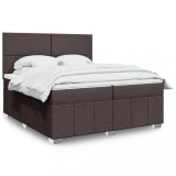 VidaXL Pat box spring cu saltea, maro &icirc;nchis, 200x200 cm, textil
