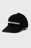Emporio Armani șapcă din bumbac culoarea negru, cu imprimeu