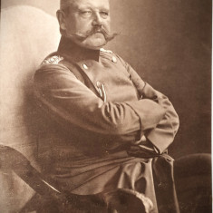 Feldmaresal Paul von Hindenburg - fotografie veche cu un text atasat pe verso