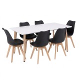 Set de sufragerie Silla 150 6+1, alb-negru