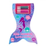 Carte de Colorat, Model Coada de Sirena, 24 File, Multicolor, 21x30cm, Set Carioci Mini 4 Bucăți, 32 Autocolante, Oem