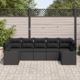 Set de canapea de grădină vidaXL 7 piese cu perne Negru Poliratan