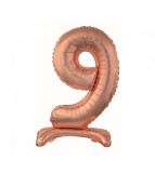 Balon folie stativ sub forma de cifra, roz auriu 74 cm-Tip Cifra 9, Godan
