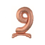 Balon folie stativ sub forma de cifra, roz auriu 74 cm-Tip Cifra 9