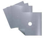 Set 4 Folii Protectie Aragaz Teflon Gri, Universal, 27x27cm, Detasabile, Usor de Spalat, Compatibil Electrolux, Bosch, Heinner, Beko, Indesit