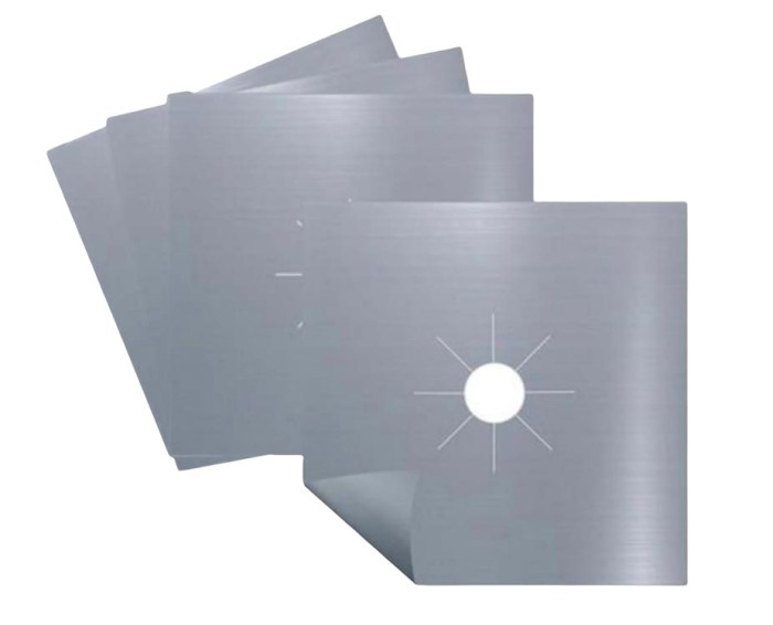Set 4 folii detasabile de protectie pentru aragaz, usor de spalat, din teflon gri
