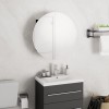 VidaXL Dulap de baie cu oglindă rotundă și LED, negru, 40x40x17,5 cm